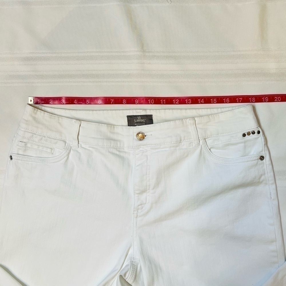Chico’s So Slimming Jeans White Sz 2.5 Reg Sz 14 Crop - Picture 9 of 14